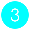 Cyan circle icon showing the number three on a black background